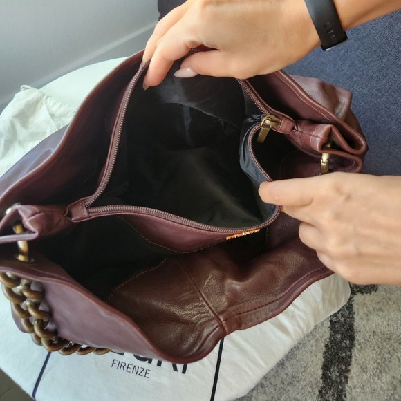 NEGRI FIRENZE NEW Leather Brown Bag with Chain - Picture 5 of 7